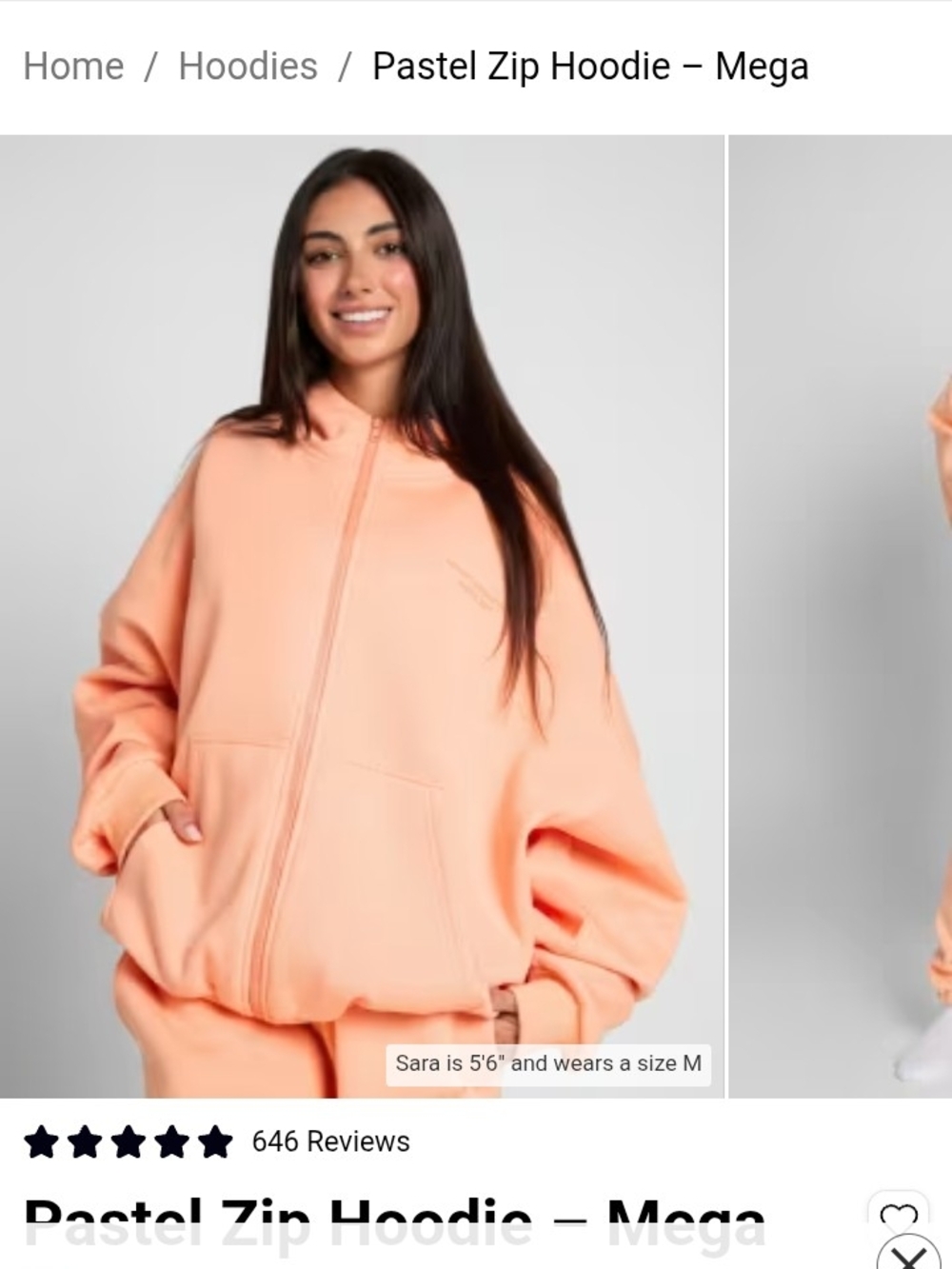 Mega Pastel Peach Zip Hoodie